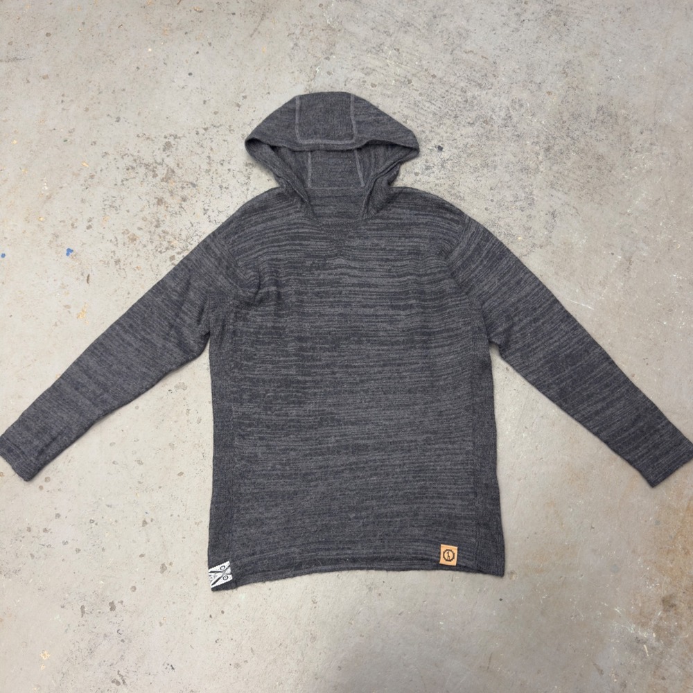 Paka Royal Alpaca Blend The Hoodie Charcoal Grey Space Dye Knit Mens Large